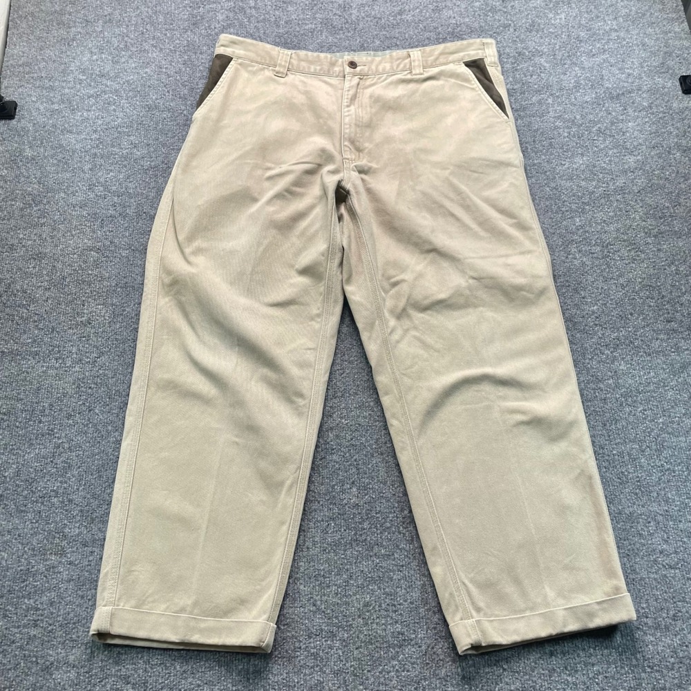 Orvis Zambezi Twill Pants Men 38 Khaki Tan Contrast Safari Field Cotton Chinos